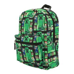 Minecraft : Creeper, Steve, & Alex Pattern - Kids 16" Backpack