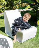 (PRE-ORDER) Cherrypick Summer : Kids Hooded Beach Poncho - Quick Dry Pool & Swim Towel - Monochrome Smiley