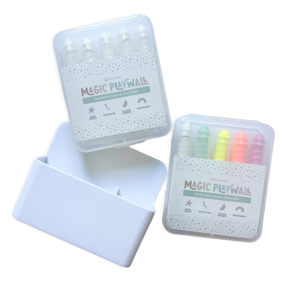 (PRE-ORDER) Cherrypick : Dustless Chalk Crayons + Magnetic Holder Bundle for Magic Playwall (Assorted Colors)