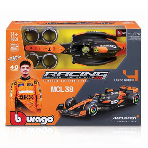 Bburago : 1:24 Formula 1 - Racing Die Cast Metal Kit McLaren MCL 38 Performance Model Kit w/helmet - 39 Pieces (Limited Edition Style) - Lando Morris