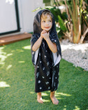 (PRE-ORDER) Cherrypick Summer : Kids Hooded Beach Poncho - Quick Dry Pool & Swim Towel - Monochrome Smiley