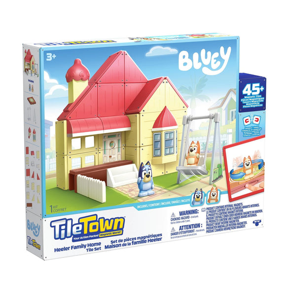 Tile Town : Bluey Heeler Home - Magnetic Tiles Playset With Figures