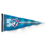 (PRE-ORDER) Toronto Blue Jays 50th Season : Limited Run - 12” X 30” Collectors Pennant In Premium, Rollable, Soft Felt