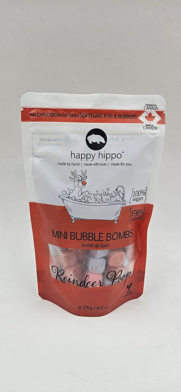 Happy Hippo : Reindeer Poop - Mini Bath Bombs- Gift Bag (Christmas Cookies Scented) 6.17 oz.