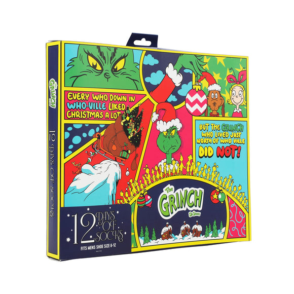 The Grinch : The Grinch -12 Days Of Socks (8 Ankle & 4 Crew Socks) 12 Pack