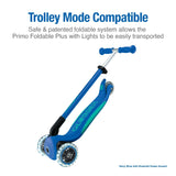 Globber : Primo Foldable Scooter Plus - With Lights - Navy Blue/Emerald Green