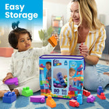 Fisher-Price Mega Bloks Big Building Bag With Storage (80 Pieces) For Toddler - Classic