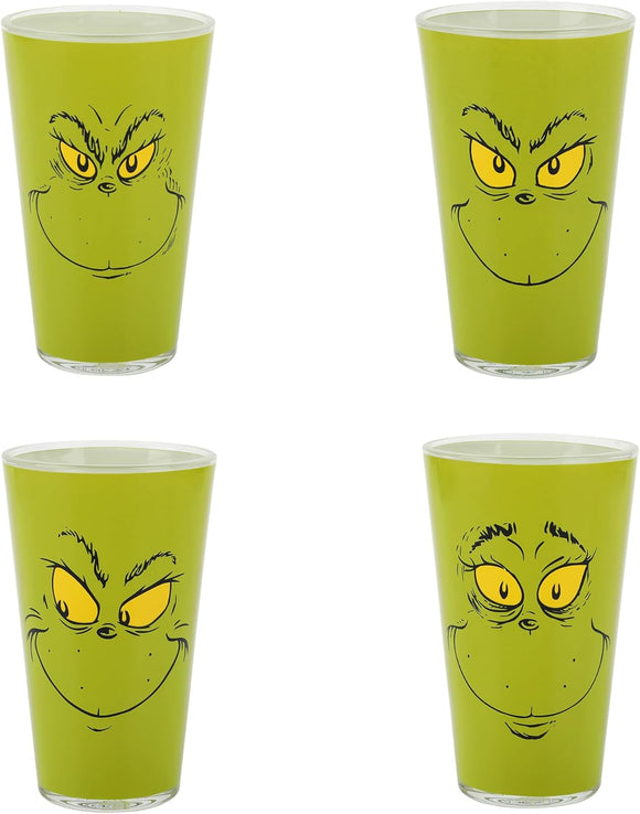 The Grinch : The Grinch Faces - 16 oz Glass Set of 4