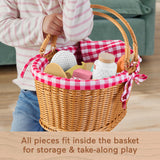 Fisher-Price : Wooden Picnic Basket & Food - Pretend Play Set For Preschool Kids, 31 Wood Pieces
