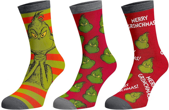 The Grinch : Themed 3 Pack Crew Socks