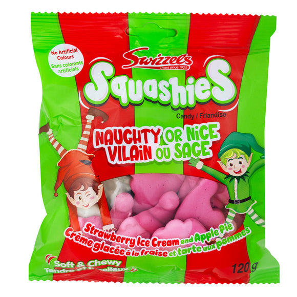 Squashies : UK Christmas Candy, Naughty and Nice.(Apple Pie and Strawberry Ice Cream Flavour) 120g [BB 01/03/27]