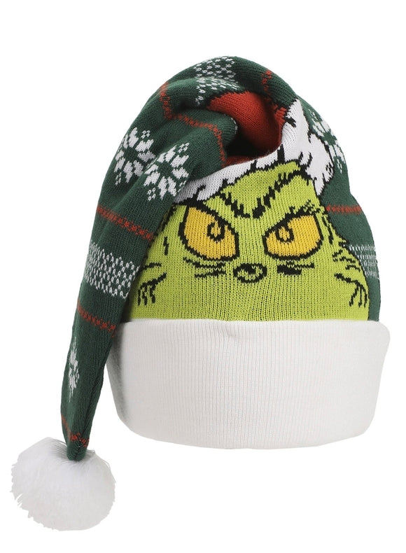The Grinch : Grinch Face Santa Knit Hat