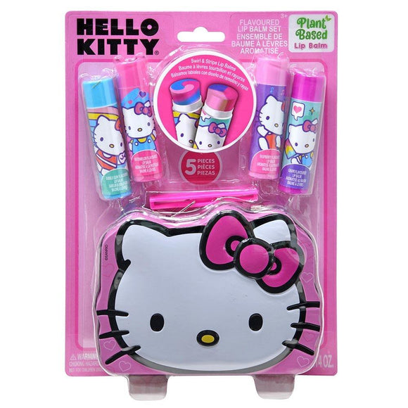 TownleyGirl : Hello Kitty Swirl & Striped Lip Balm With Storage Tin - 5 Piece Set