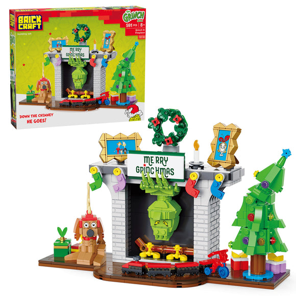 Brickcraft : Grinch in Fireplace