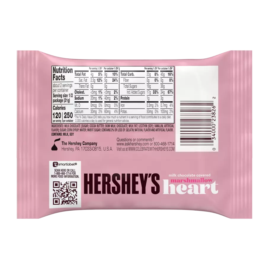 Hershey's Milk Chocolate King Size Marshmallow Heart - 2.2 oz [BB 07/2 ...