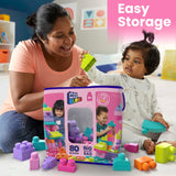 Fisher-Price Mega Bloks Big Building Bag With Storage (80 Pieces) For Toddlers - Pastels