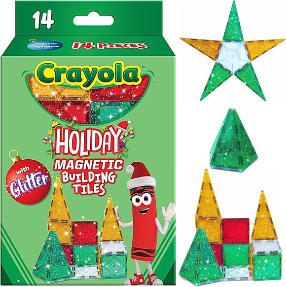 Crayola® : Holiday Magnetic Building Tiles With Glitter Expansion Pack - 14 Pcs