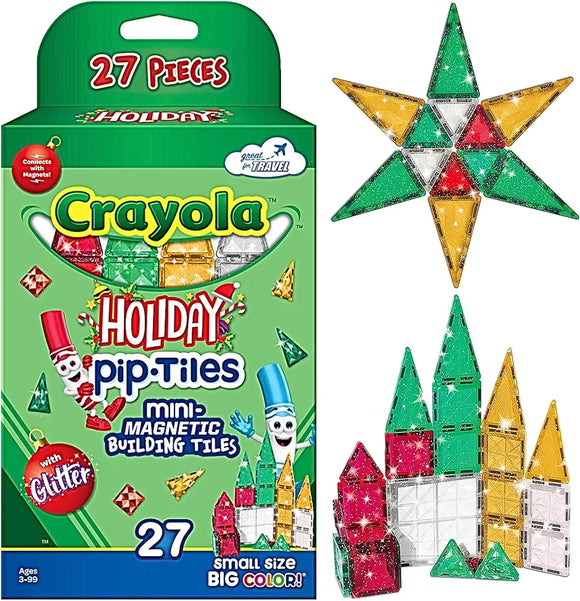 Crayola® : Holiday PIP-Tiles, Mini Magnetic Building Tiles with Glitter - 27 Pcs