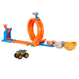 Hot Wheels Monster Trucks Loop-And-Flip Trophy Challenge Playset & Die-Cast Bigfoot 50th Anniversary Toy Truck