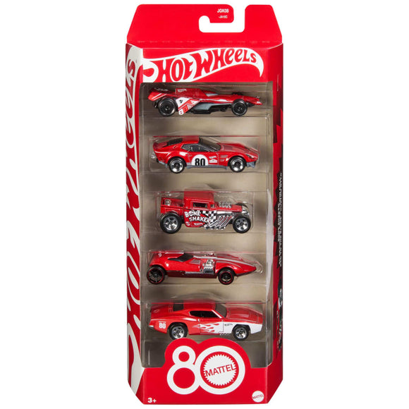 Mattel : Hot Wheels Limited Edition 80th Anniversary 5-Pack - 1:64 Scale Toy Cars With Collectible Deco