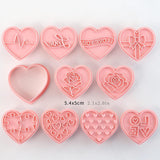 Valentine's Day Themed Dough/Cookie Cutters & Stamps - Set of 10