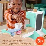 Fisher-Price Wooden Coffee Shop Set For Preschool Pretend Play, 20 Wood Pieces