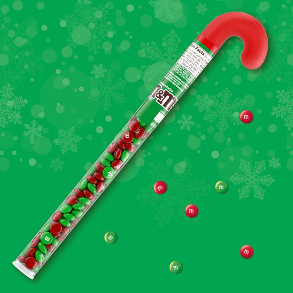 (USA) M&M'S Milk Chocolate Christmas Candy Cane Tube 3oz.