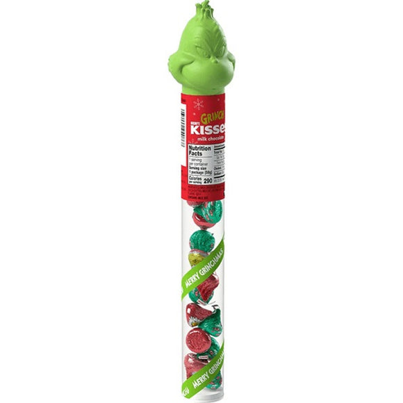 (USA) Hershey's Kisses : Grinch Milk Chocolate, Christmas Candy Plastic Cane, 2.08 oz