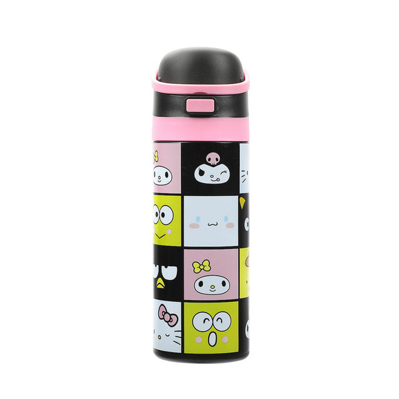 Hello Kitty & Friends Character Face Squares 24 Oz Stainless Steel Water Bottle