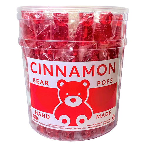 (USA) ESPEEZ Cinnamon Bear Pops Lollipop Suckers: Individual Candy Wrapped on a Stick