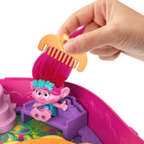 Polly Pocket & Dreamworks Trolls Compact Playset With Poppy & Branch Dolls & 13 Accessories