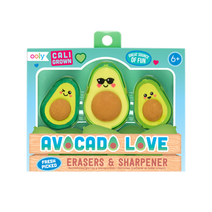 Ooly : Avocado love eraser and sharpener - set of 3