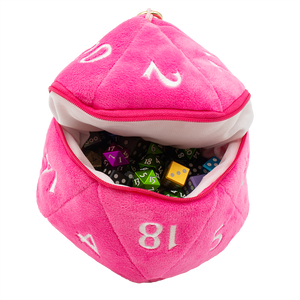 D20 HOT PINK PLUSH DICE BAG (Holds up to 50 Dice)