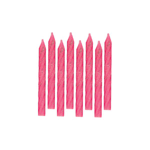 Large Glitter Spiral Candles - Pink (24)