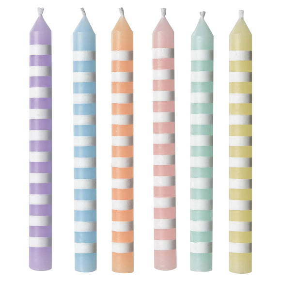 Pastel Striped Candles (12)