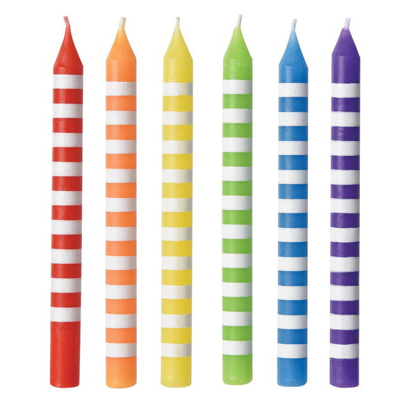 Rainbow Striped Candles (12)