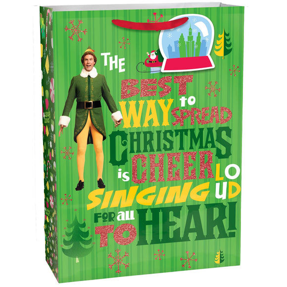 Elf Vertical Gift Bag, Glitter 1 Sided