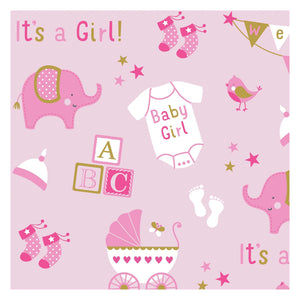 Printed Jumbo Baby Girl Elephant Gift Wrap