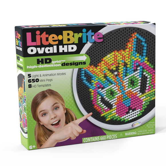 LITE-BRITE HD OVAL EDITION (WITH 650 Pegs, 5 Light Animation Modes, 8 HD Templates and more)