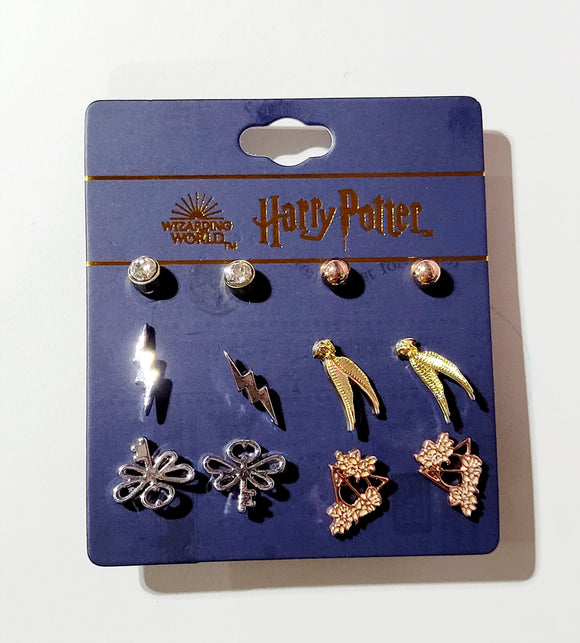 HARRY POTTER -6 PACK EARRING SET MIXED LOGOS