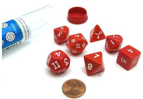 Koplow : Premium Polyhedral 7-Die Opaque Dice Set - Red with White Numbers