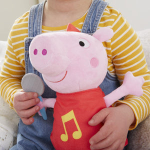 Peppa Pig Oink-Along Songs Peppa Singing Plush Doll with Sparkly Red Dress and Bow, Sings 3 Songs