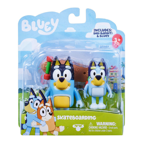 Bluey 2 Pack Figures - Skateboard