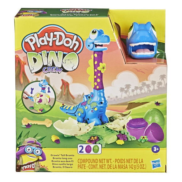 Play-Doh Dino Crew Growin' Tall Bronto Toy Dinosaur with 2 Play-Doh Eggs