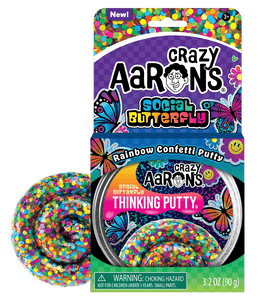 Crazy Aarons Putty : SOCIAL BUTTERFLY Rainbow Confetti Putty 4"