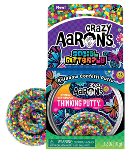 Crazy Aarons Putty : SOCIAL BUTTERFLY Rainbow Confetti Putty 4"