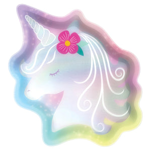 Unicorn Iridescent Shaped 7" Plates (8)