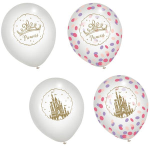 DISNEY PRINCESS ONCE UPON A TIME 12" CONFETTI FILLED LATEX BALLOONS (6)