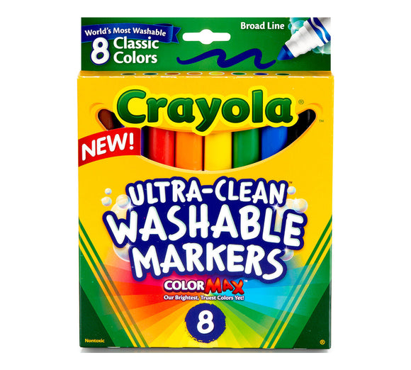 Crayola Color Max Ultra-Clean Washable Markers, Wedge Tip - 8 Pk