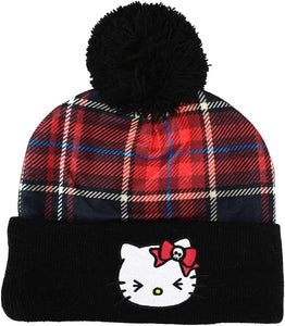 HELLO KITTY - Punk Plaid Beanie With Pom